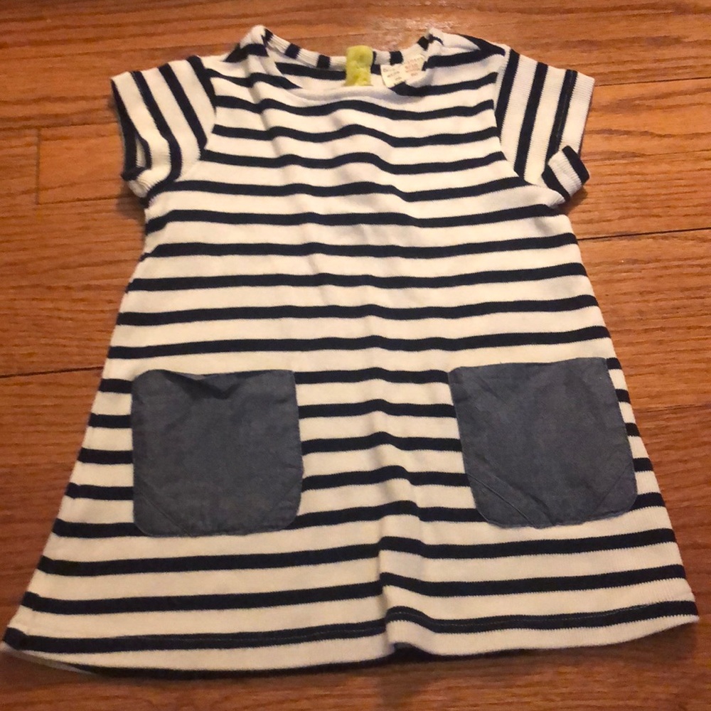 Zara Baby Girl Striped Dress with Chambray Pockets